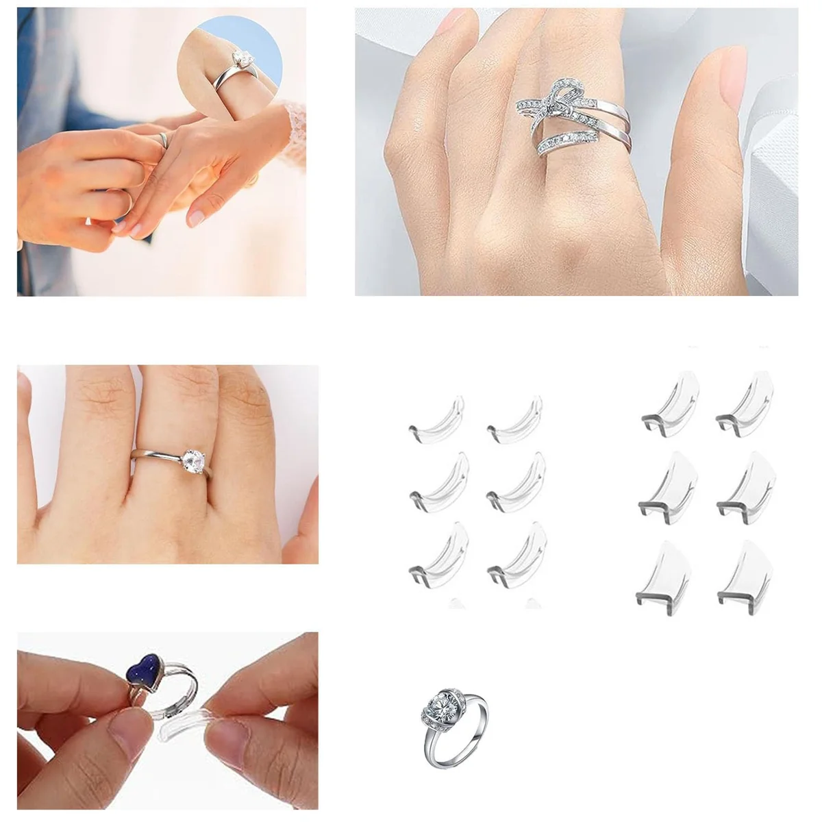 12Pcs Invisible Ring Size Adjuster for Loose Rings Ring Adjuster Fit Any Rings Ring Clips to Make Rings Smaller Ring