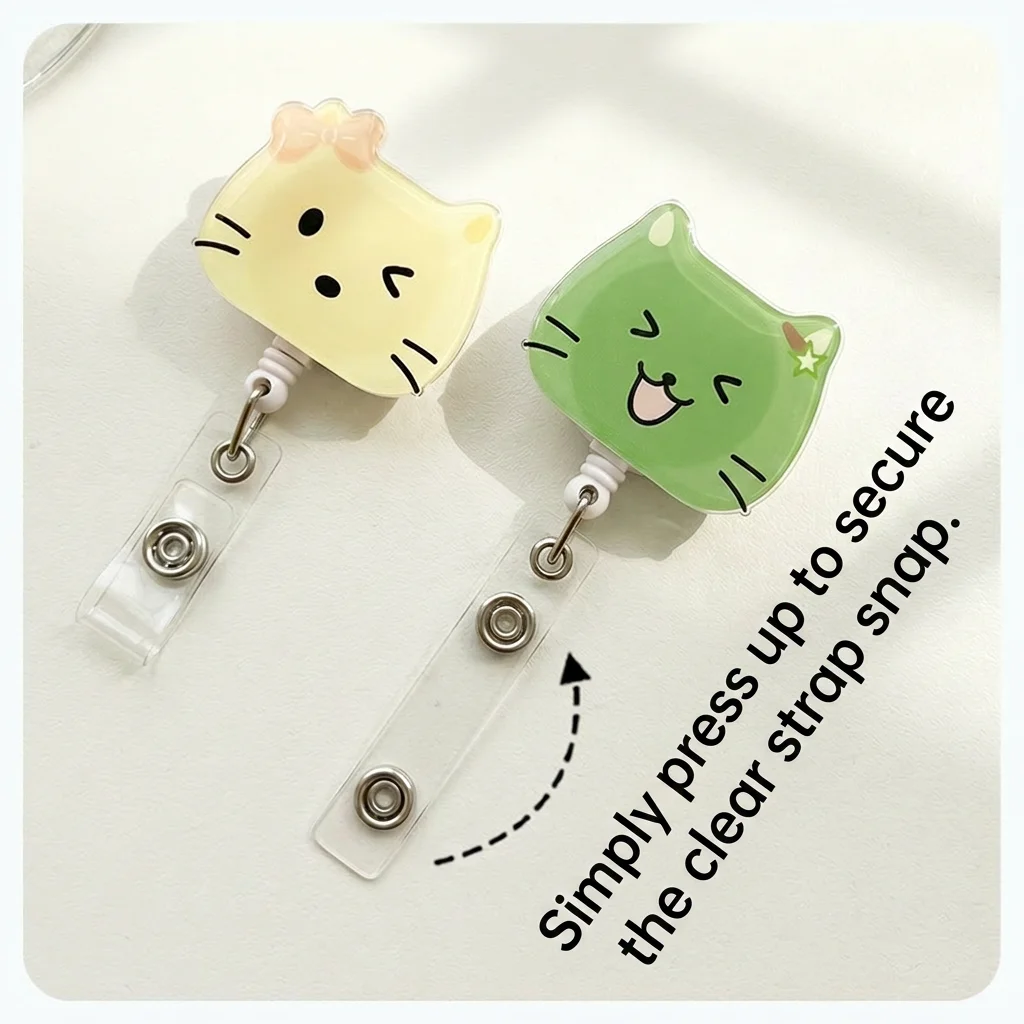 Acrylic Badge Clip Cute Retractable Id Badge Reel Doctor Badge Reel Wear-Resistant Nurse Id Holder For Students Office Workers