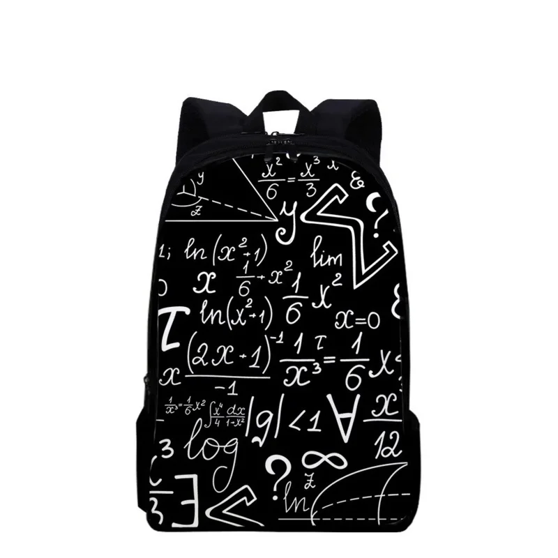 Mochila creativa con estampado de fórmula de matemáticas, bolsa escolar para estudiantes, bolsa de libros para niñas y niños, mochila de almacenamiento informal para adolescentes, mochila de viaje