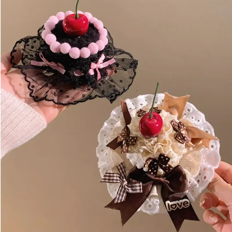 

Lolita Lace Cherry Cake Hair Clip Cute Children Hairpins Headdress Headband Hair Accessories Kawaii Women Girls Hair Ornament