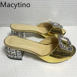 Summer 2026 High Crystal Heels Ladies Peel Toe Monster Heels Fashion Party Slippers for Women New Arrival