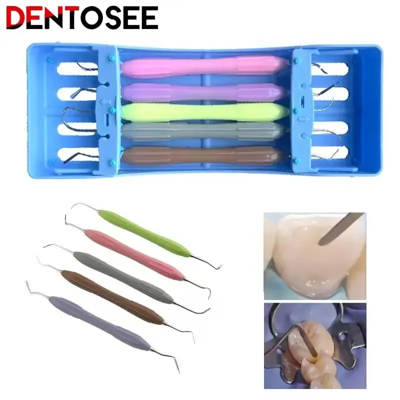 

5Pcs/set Dental Aesthetic Restoration Tool Disinfection Placing Box Set Filler Silicone Handle Spatula Head Dentistry Tools