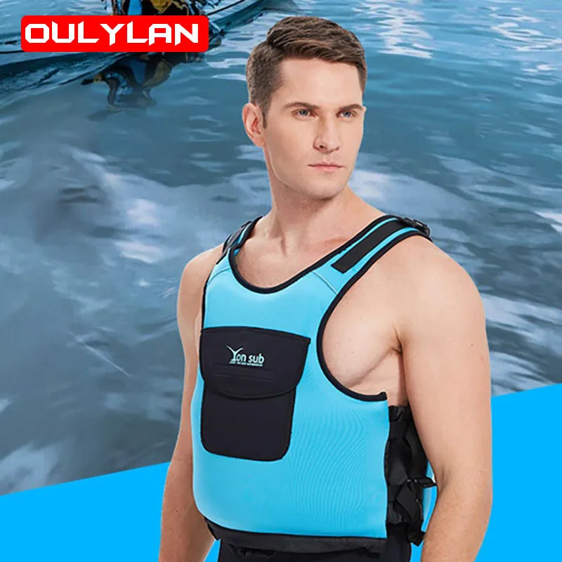 

Oulylan New Neoprene Life Jacket Portable Buoyancy Vest Front Pocket Fishing Surfing Vest Surfing Sail Swimming Life Vest