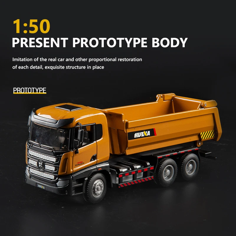 Huina Cars Trucks Model 1: 50 Engineering Vehicle Toys Simulation Alloy Loading Vehicle Construction Truck Toy Model for Kids