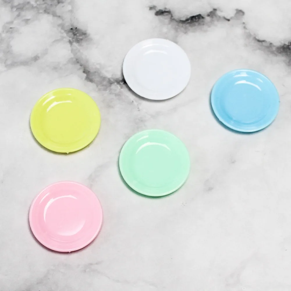 

5Pcs Miniatures Plastic Mini Food Plates Kitchen Toy Tableware Simulation Dining Plate Model Plastic