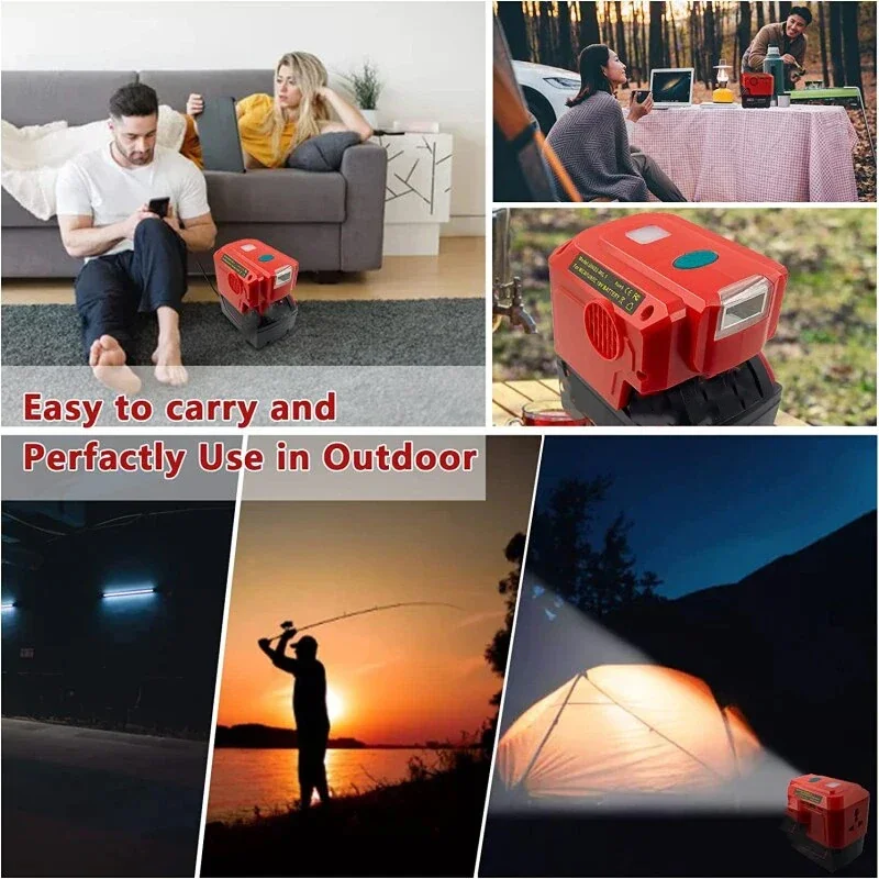 200W Portable Power Supply Inverter Compatible For Milwaukee M&18 18V Battery AC 110V or 220V Modified Sine Wave Power Inverter