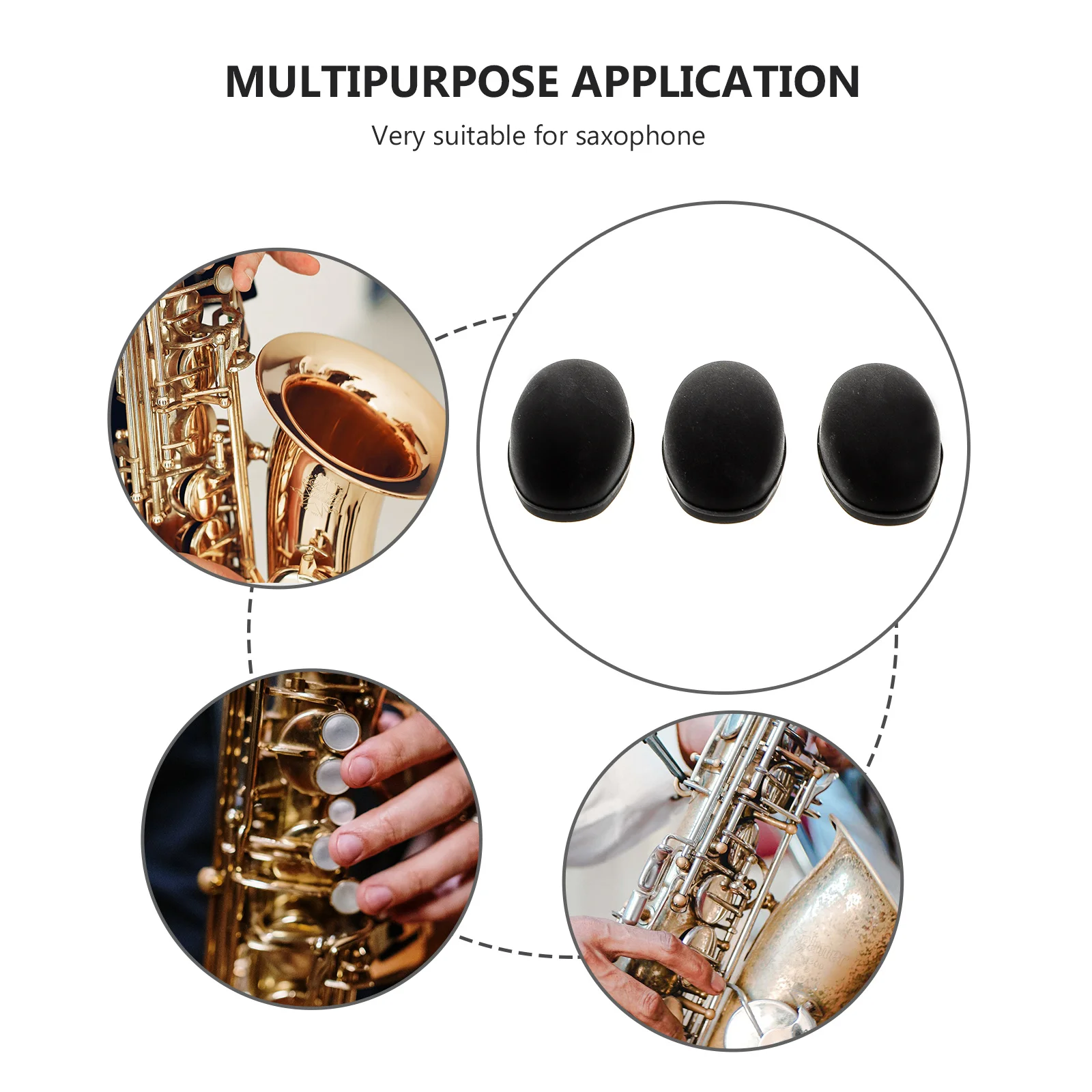 

3pcs Rubber Sax Side Key Covers Palm Button Protective Pads Music Instrument Accessory For Saxophone Black Simple Durable Cover