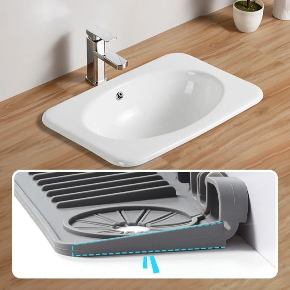 New Silicone Sink Splash Pad Non-Slip Large Size Faucet Drip Mat Single Side Countertop Protector Drain Drying Pads Bathroom Use