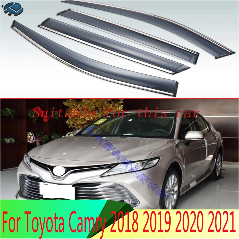 

For Toyota Camry 2018 2019 2020 2021 Plastic Exterior Visor Vent Shades Window Sun Rain Guard Deflector 4pcs