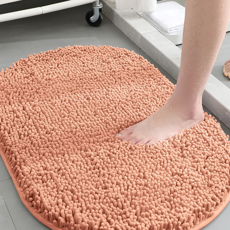 

1 solid color oval bathroom anti slip mat, kitchen absorbent mat, living room small carpet, machine washable mobile phone mat