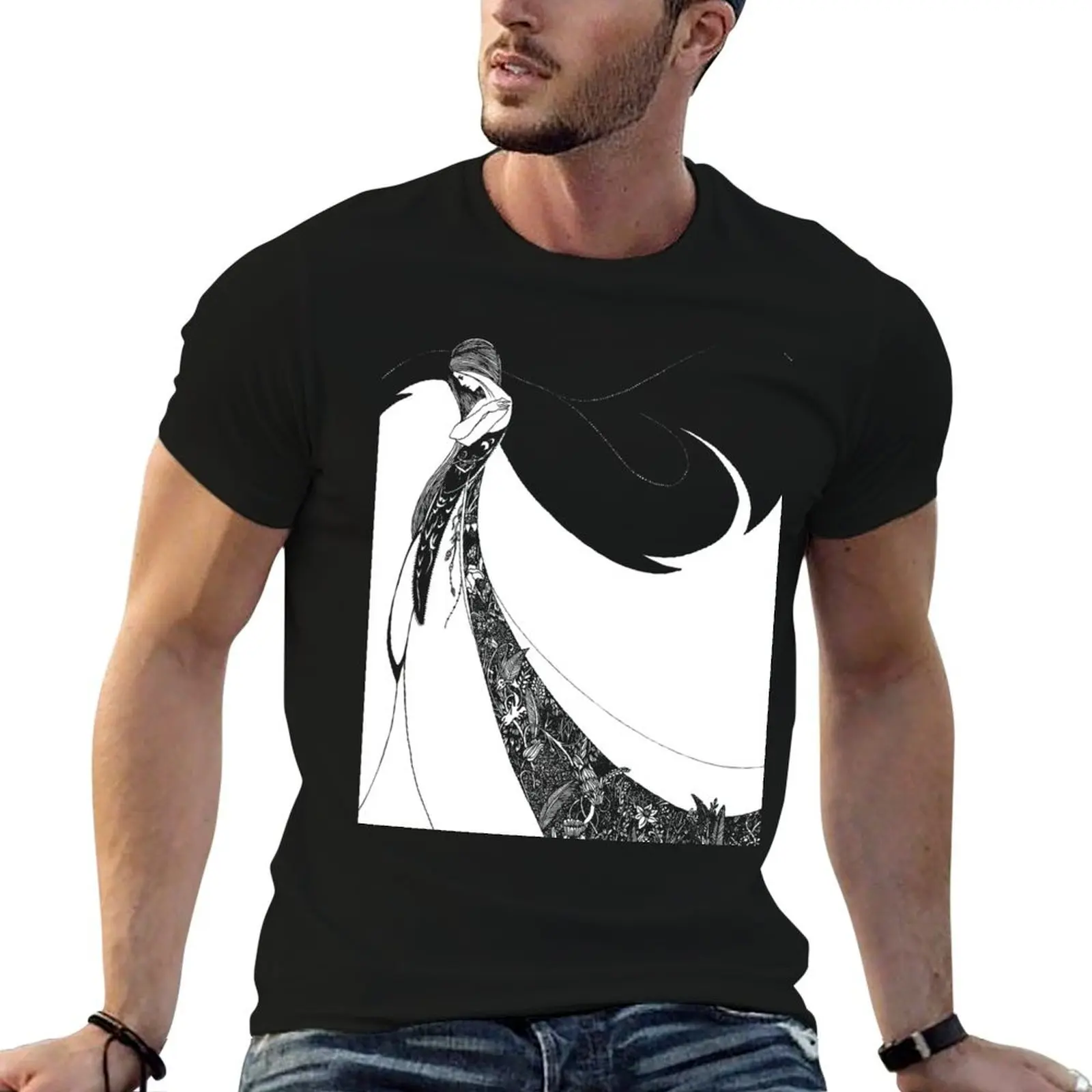 Enhanced Aubrey Beardsley La Ballerina (c.1983) on Black T-Shirt baggy shirts anime stuff T-shirt men