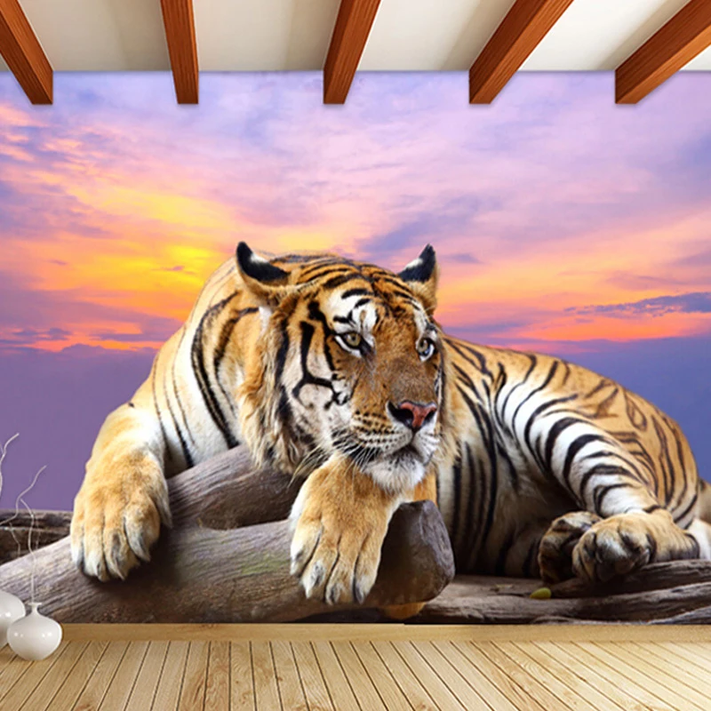 3D Custom Tiger Photo Wallpaper Large Animal Print Mural For Bedroom, Living Room, TV Backdrop, or Sofa Wall Premium Wallpaper