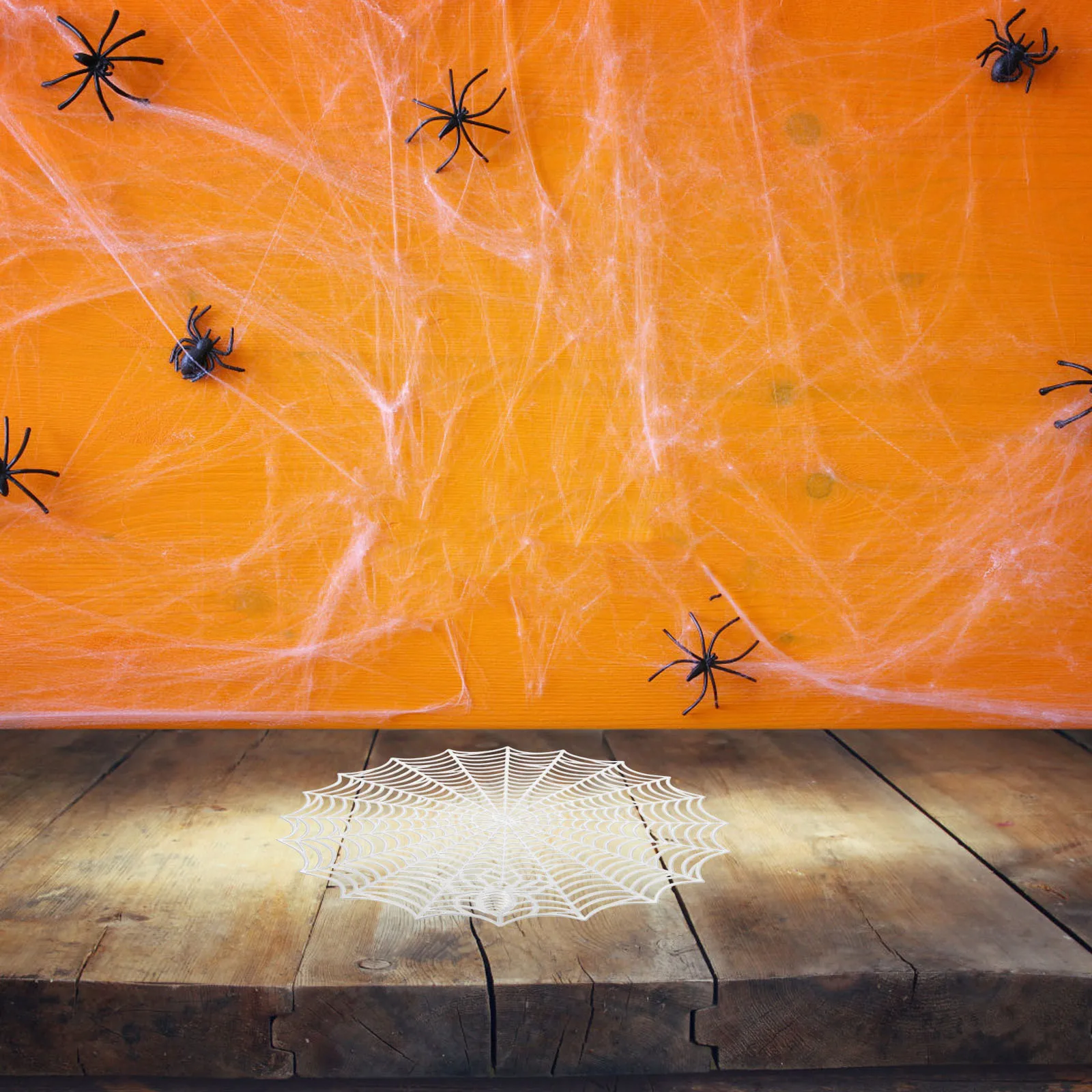 

4pcs Round Table Placemats Halloween Spider Web Dish Mats For Party Reusable Pvc Heat Insulation Set Dining Decoration