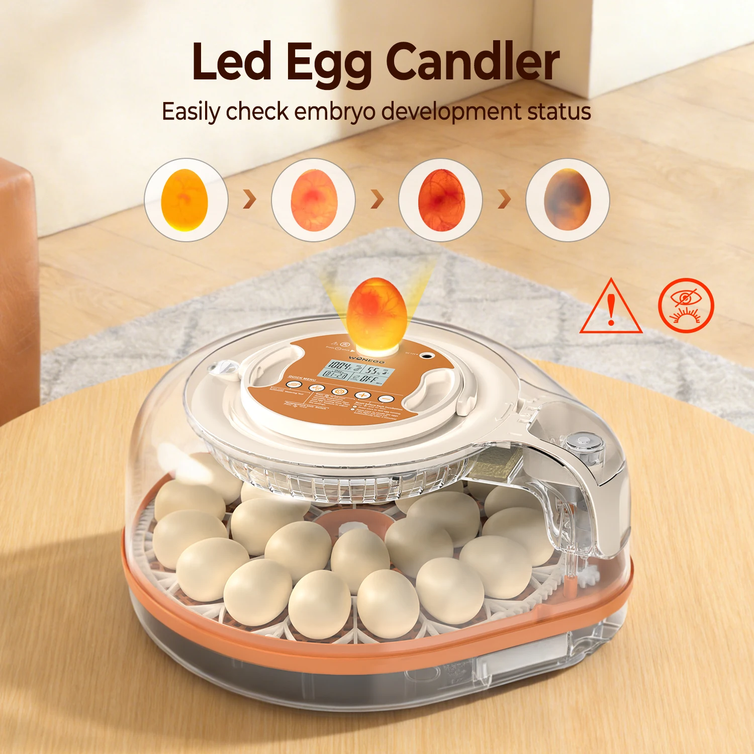 WONEGG 26 Pro ligent Chicken Fully Automatic Temperature Humidity Control Bird/Duck/Goose Use 98% Hatching