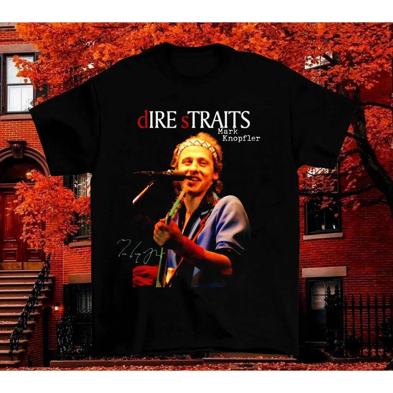 Mark Knopfler Dire Straits Band  GifT T Shirt Black All size vintage Washed Unisex homme Breathable streetwear Soft