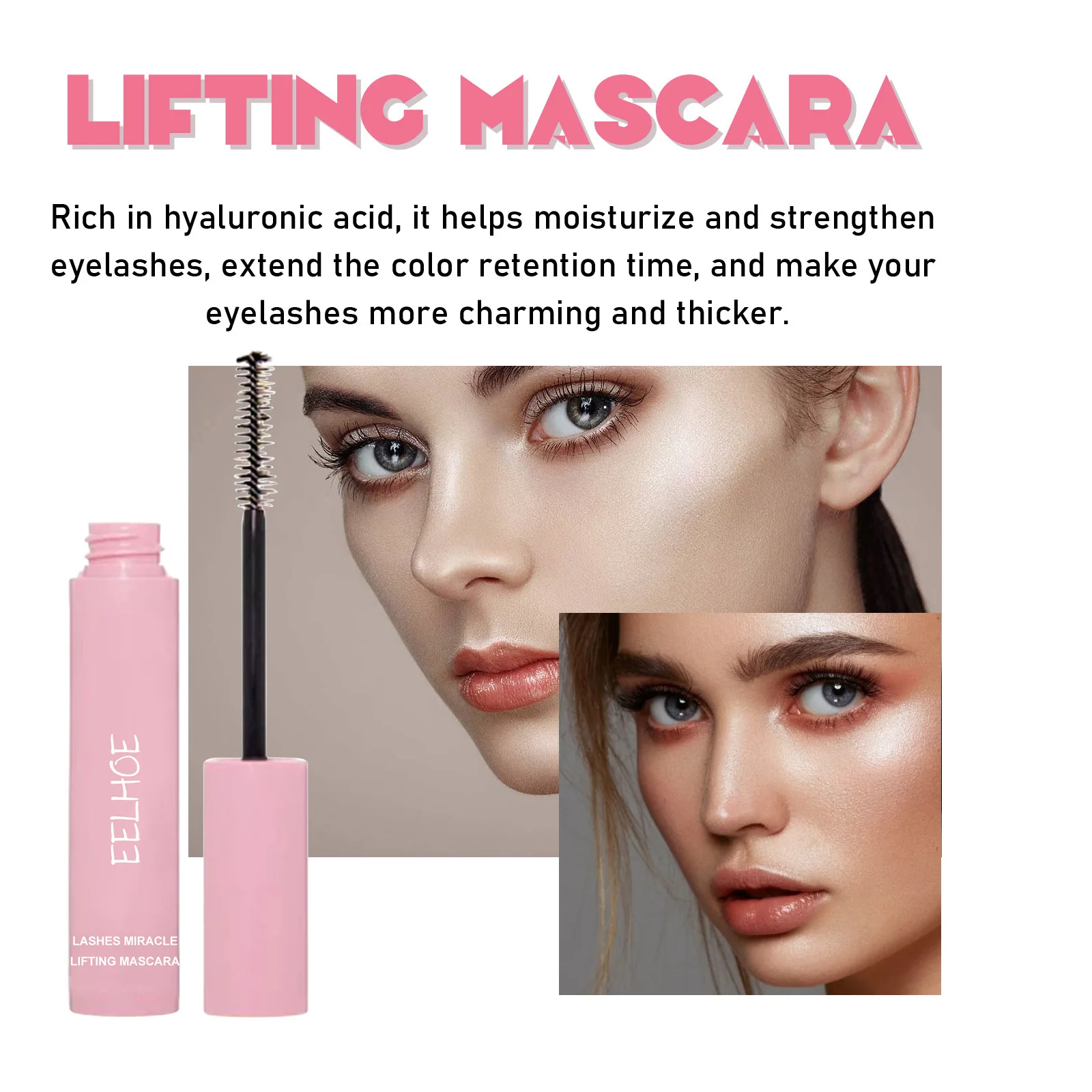 Silk Fiber Curling e Lifting Mascara, impermeável, de longa duração, alonga a extensão dos cílios, preto, grosso olho cílios, maquiagem cosméticos