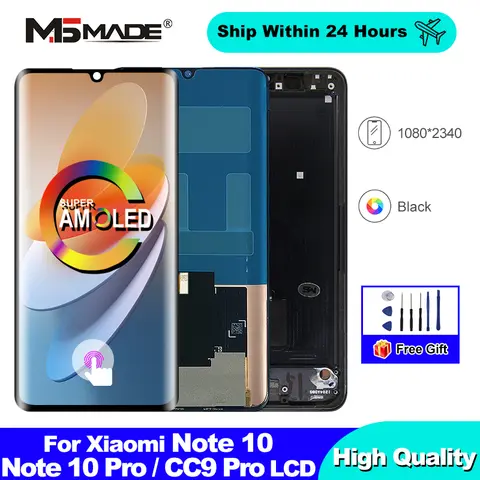 AMOLED For Xiaomi Note 10 Display LCD Touch Screen For MI Note10 Pro CC9 Pro LCD Replacement Parts For MI Note 10 Lite Screen