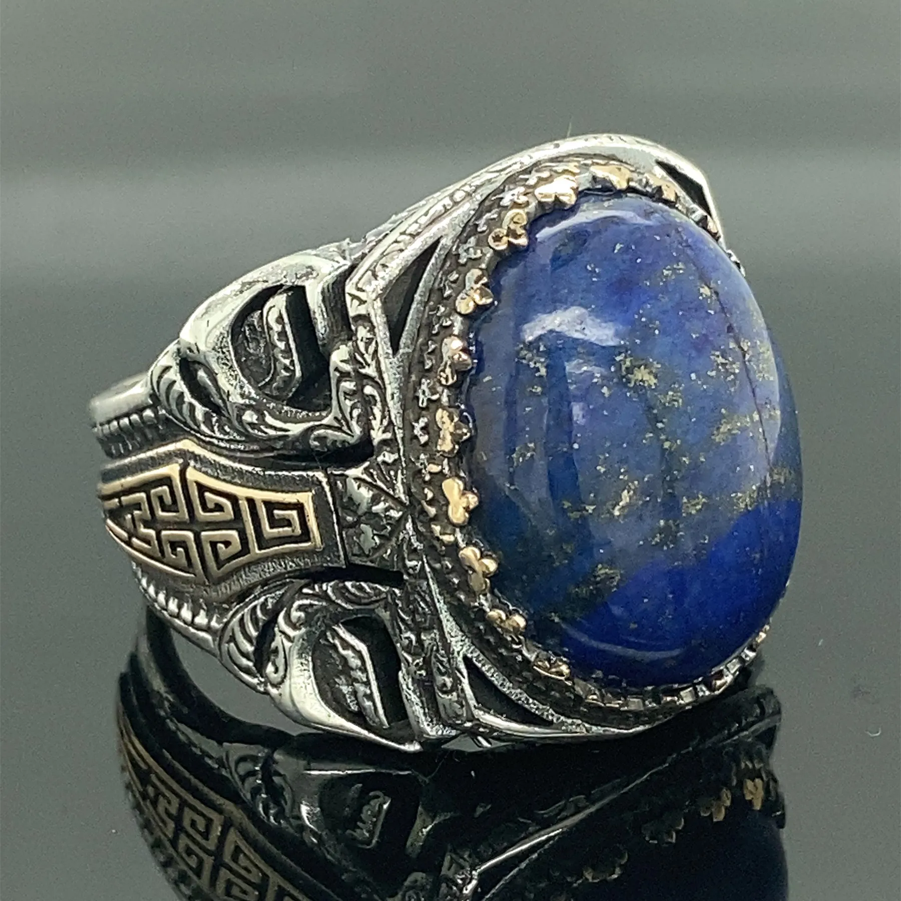 

Men Lapis Lazuli Ring , Blue Lapis Lazuli Ring , Turkısh Handmade Ring , Ottoman Style Ring , 925k Sterling Silver Ring