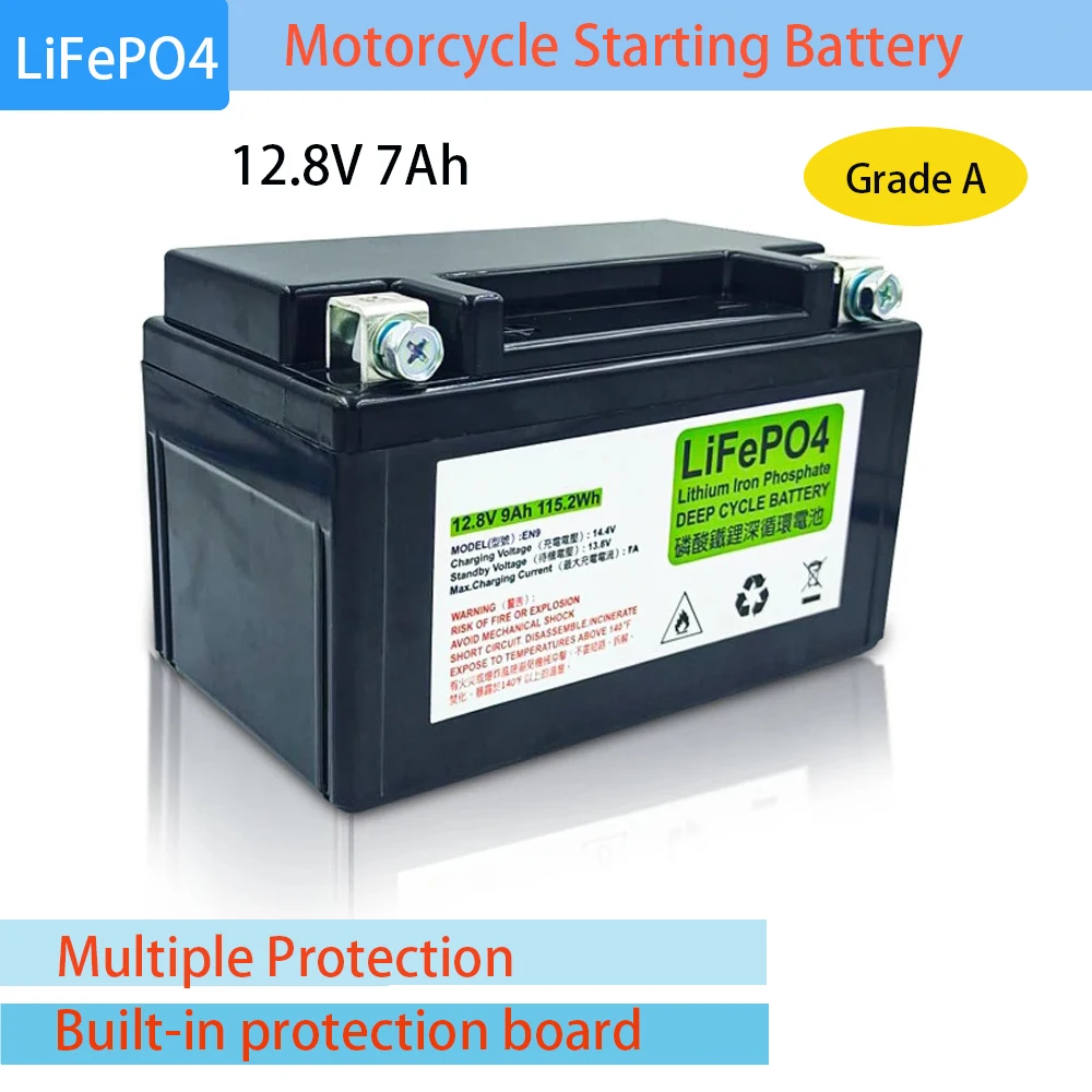 

LiFePO4 Motorcycle Battery 12.8V 7Ah CCA 300A Motorcycle Motor Starter Battery BMS 12V Lithium Phosphate Scooter Engine Battery