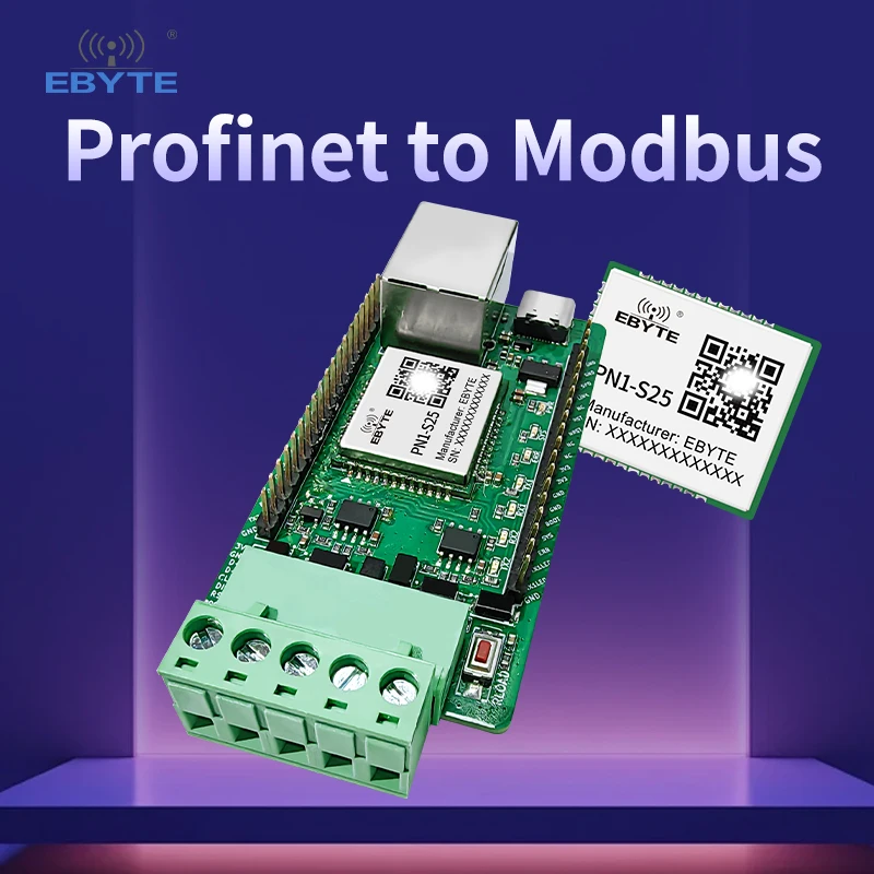 Profinet to Modbus Gateway EBYTE PN1-S25 SMD Module 10/100M 2 Serial Ports Ultra Small Size Build-in Firmware RS485/RS422
