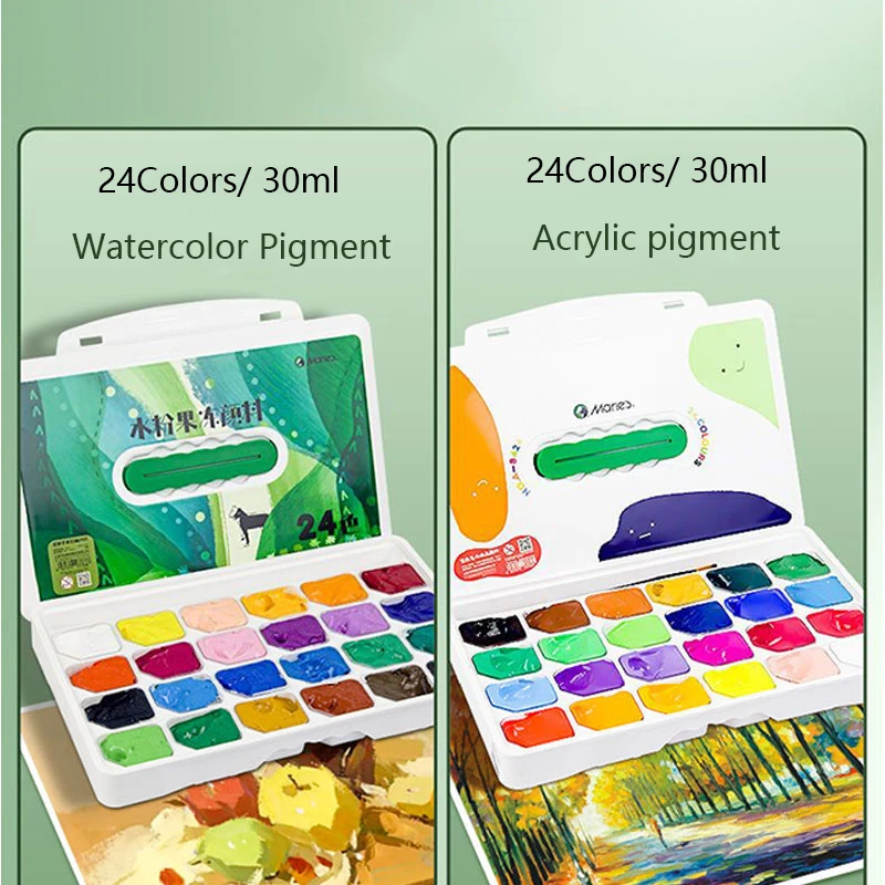 24 Color 30ml Jelly Watercolor Acrylic Pigment Quick Drying Waterproof Art Student Outdoor Sketching Portable Art Supplies