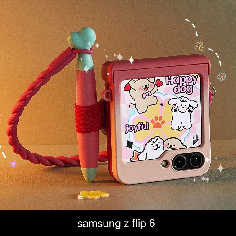 

For Samsung z flip 6 Cute Cases With Stylus Cartoon flip 6 Case Pink Coque Phone Cases for Samsung Galaxy Z Flip6 Kawaii