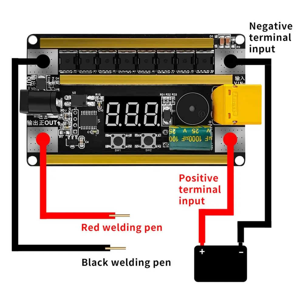 YOUZI-Kit de soldador por puntos, 99 niveles, 12v, 2400a, portátil de mano, bricolaje, máquina de soldadura por puntos para batería de litio 18650