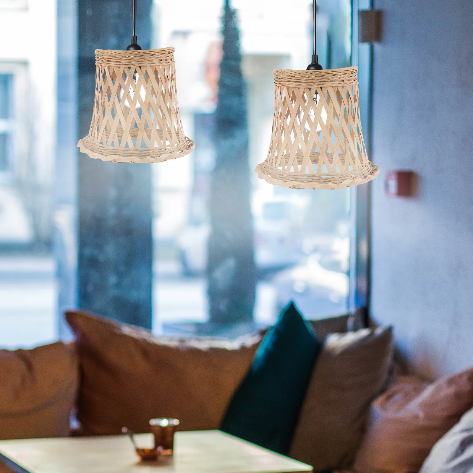 

Bamboo Lantern Lampshade Woven Pendant Lamp Cover Soft Light Shade for Home Restaurant Cafe Chandelier Ceiling Light