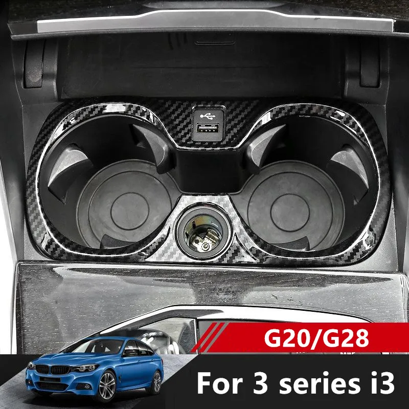 For 3 series i3 G20 G28 2020 2021 2022 2023 2024 Car Center Console Water Cup Holder Cover Trim Frame carbon fiber pattern