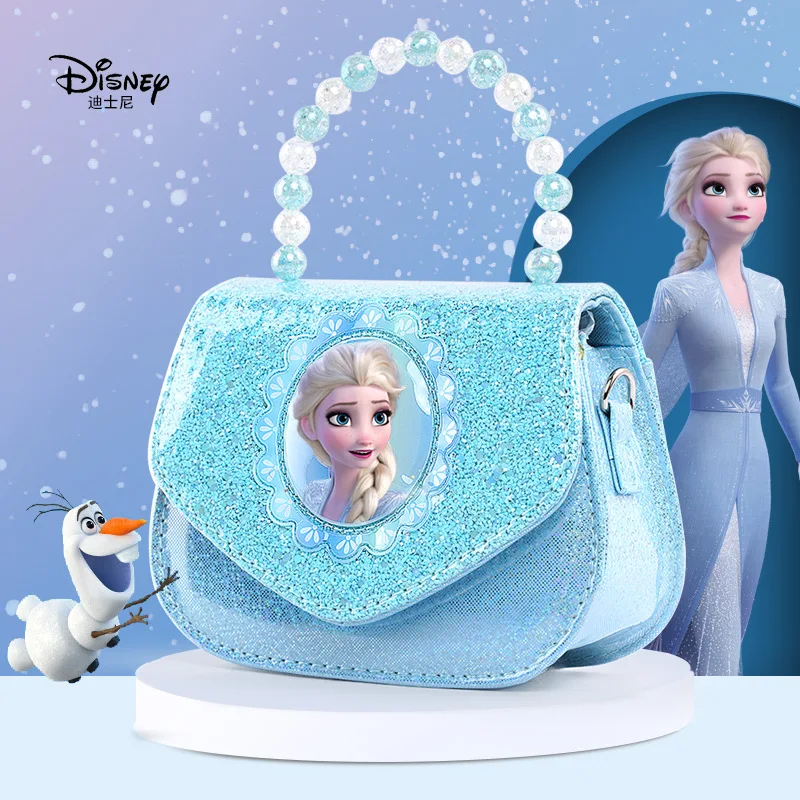 

Сумка Disney Frozen с принцессой Эльзой, милая сумка через плечо с жемчужной ручкой и блестками для девочек