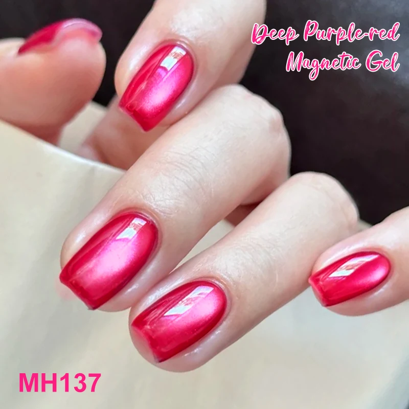 10ml ディープパープルレッドキャットアイマグネティックジェルネイルポリッシュ レッドドラゴンフルーツグリッターカラー セミパーマネントネイルポリッシュ UV LEDネイルジェル
