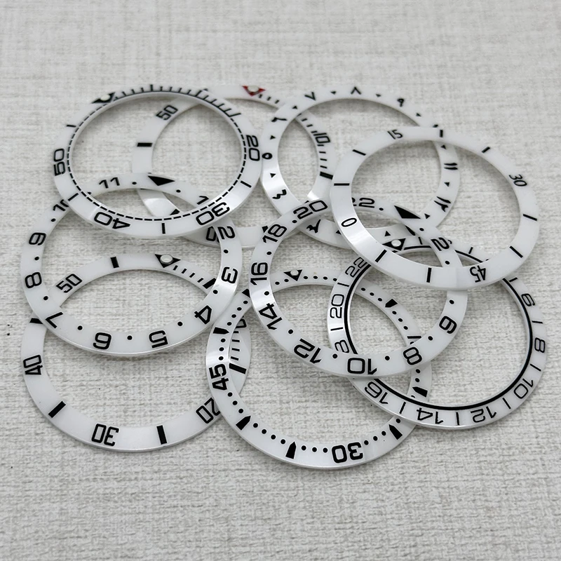 

38mm White Watch Bezel High-Quality Ceramics Diving Bezel Compatible SKX007 SKX009 SRPD NH35 NH36 GMT Mechanical Movement