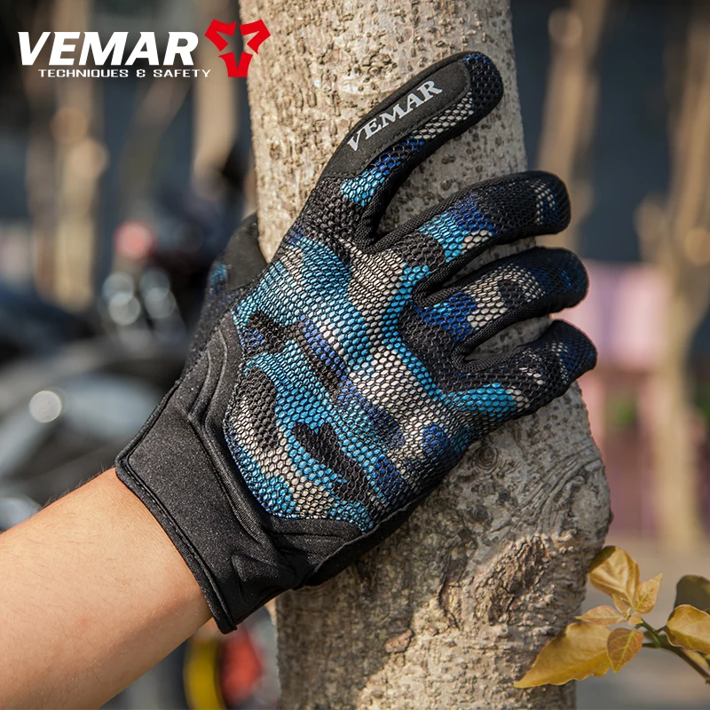 Vemar Camo 3D Mesh Motorcycle Glove Summer Breathable Wearable Motocross Gloves Men Anti-Fall Motor Bike Gloves