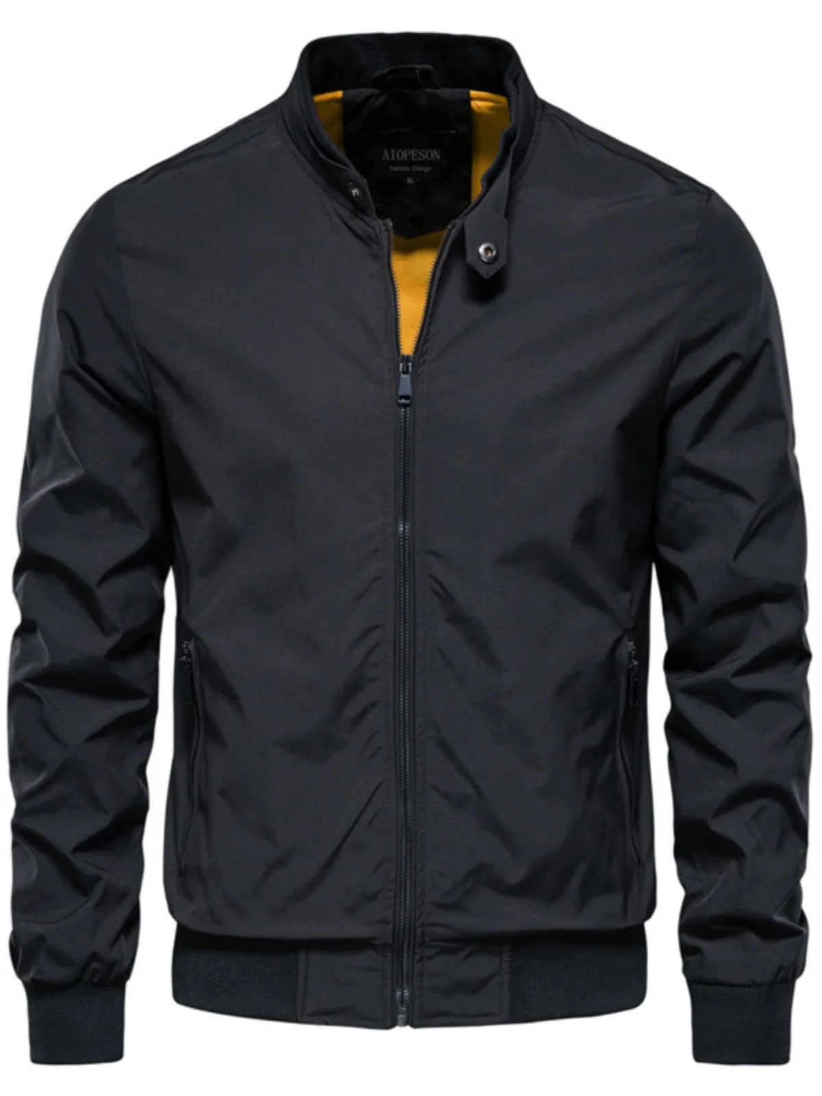 

Men's Casual Busin Jaet Stand Collar Spring Autumn Faion Outerwear Polyester Long Sve Zipper ort Length Coat