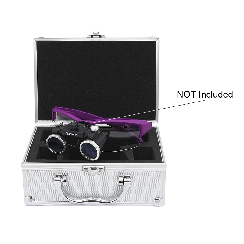 Aluminium Alloy Box Silver Color Suitcase for Glasses Dentist Surgical Loupe Eyeglasses Dental Binocular Magnifier with Lock