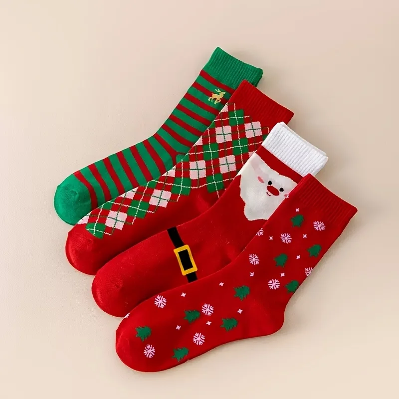 

Праздничные носки для взрослых, красные, зеленые, золотые носки с рождественским узором для вечеринки в виде белого слона