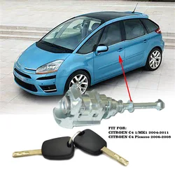 Front Left Door Lock Cylinder Barrel with 2 Keys for Citroen C4 Picasso 9170Y0