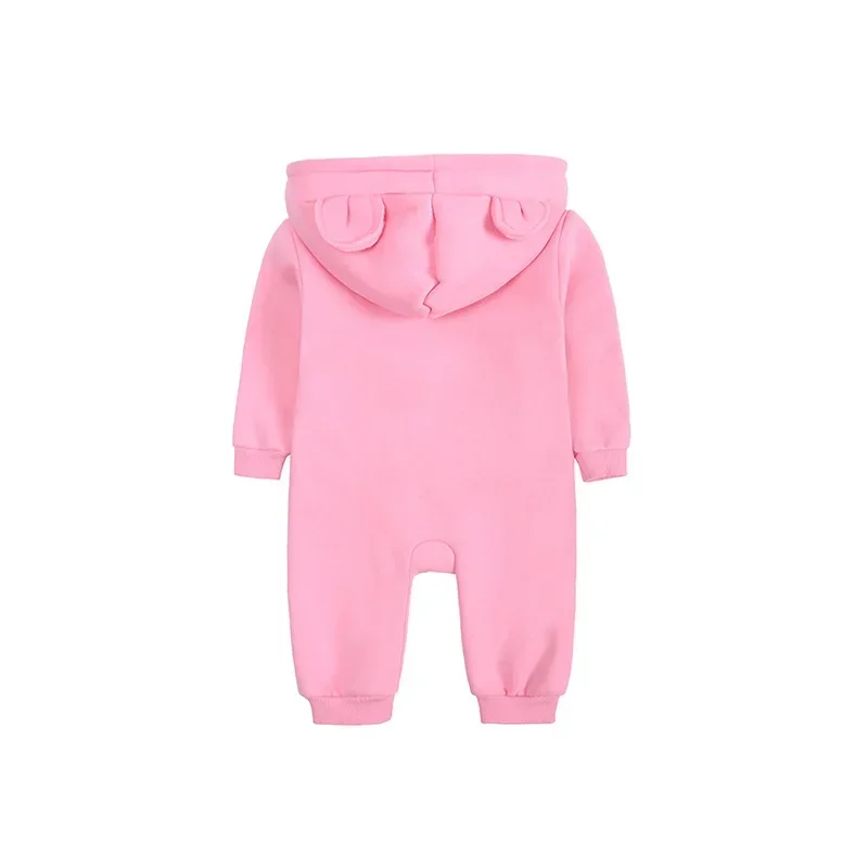 Spring Autumn Baby Girl Romper Fashion Solid Color Newborn Baby Clothes Cotton Long Sleeve Hooded Infant Romper 3-18 Months