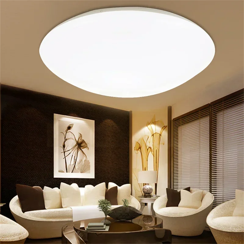 LED Simple Ceiling Light Panel Round Lamp Fixture Cold White Living Room Balcony Bathroom Hall Surface Mount Flush Lighting