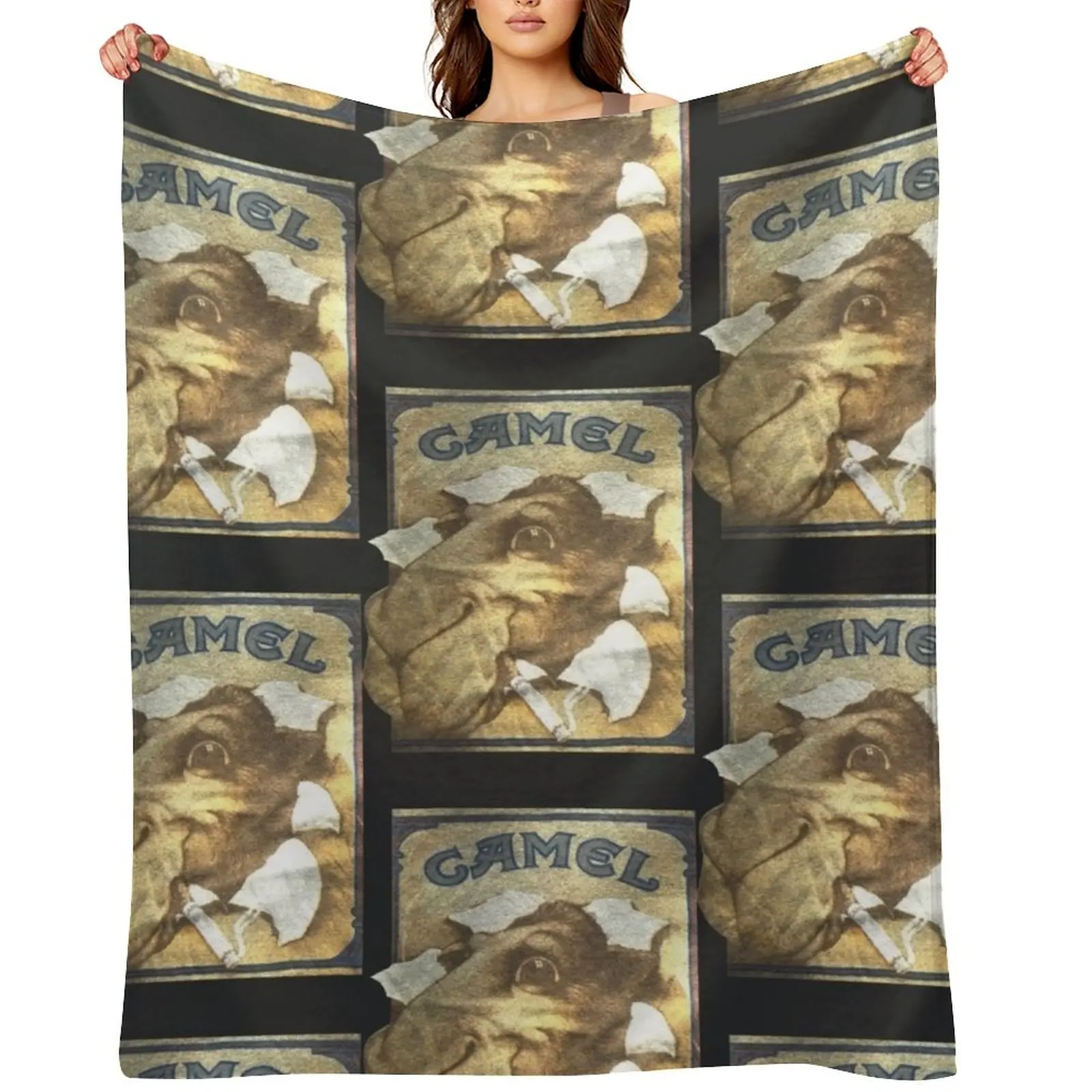 

80s Camel Cigarettes Clasic Vintage Joe Camel Throw Blanket Blankets For Bed Plush Loose Bed linens Blankets