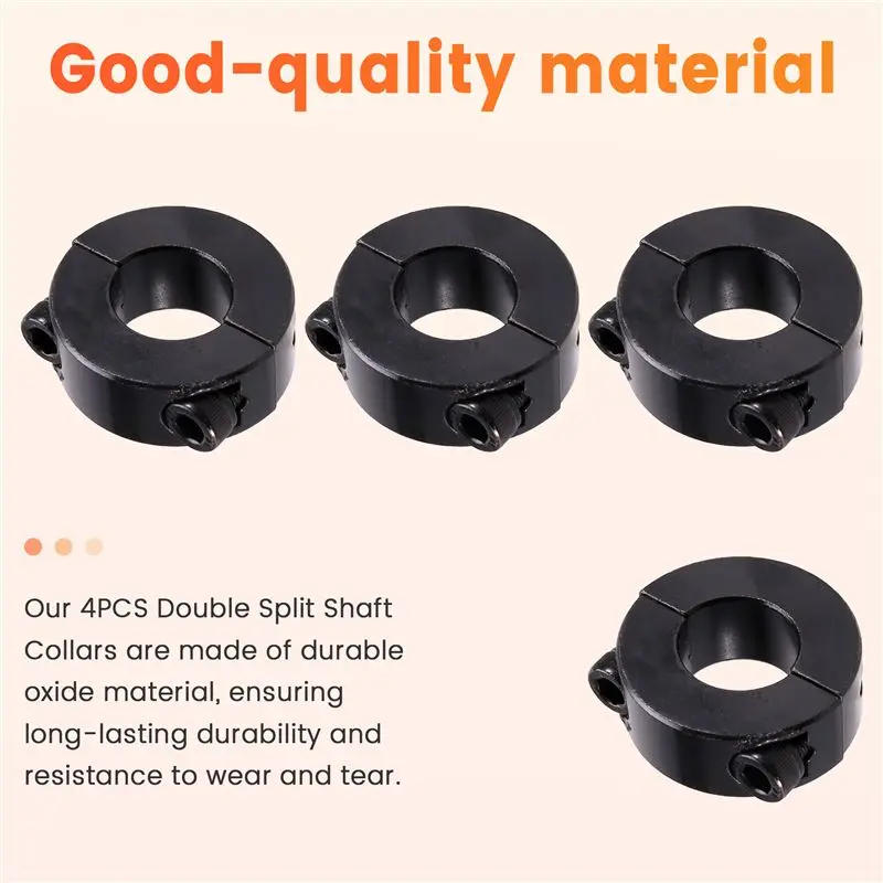 A01F-4PCS Double Split Shaft Collars Oxide Set Screw Style Double Split Setscrew Shaft Collar  Inner Diameter 20*40*15Mm
