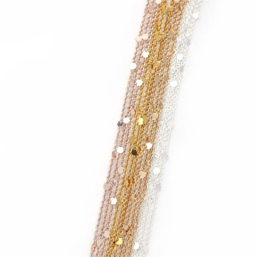 No Fade 2M Sequins Chain Necklace Gold Silver Chain Metal Copper Cable Chains Findings Jewelry Making Components Craft DIY