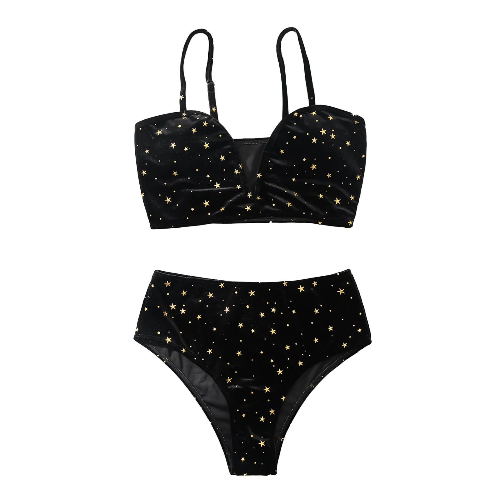 Bikini Set Velvet Star Printing Swimwears Tankinis Women's Sexy Fashion Printed Split Swimsuit Bikini Swimsuit Two Piece L4