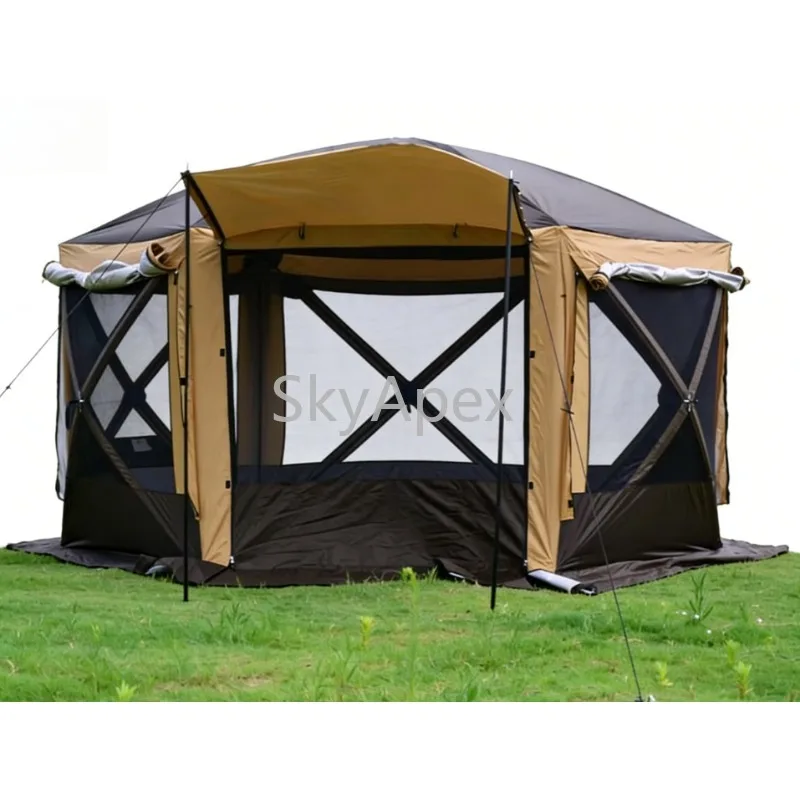 Customized 8-10 Person Luxury Four-Season Family Camping Tent 210D Oxford Fabric One Bedroom  High-End Waterproof Outdoor Design