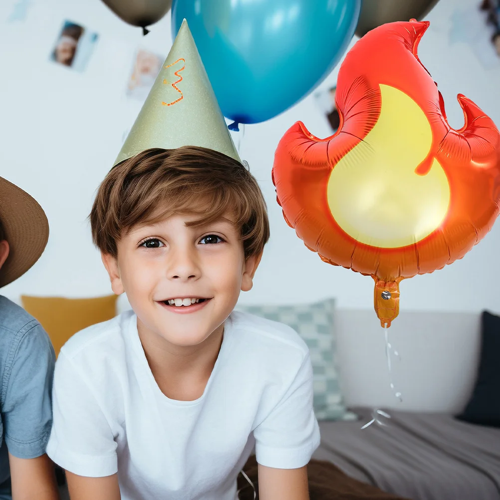 

3Pcs Flame Party Aluminum Foil Balloons Fire Shaped Birthday Decorations Firefighter Props Photo Supplies Party Flame Balloons