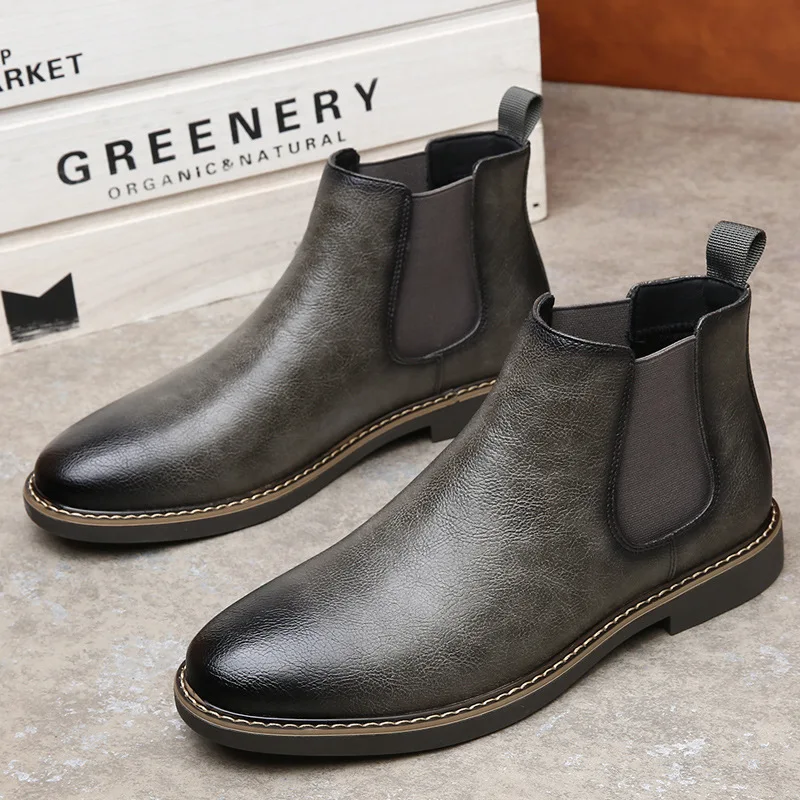 Herbst Neue Schuhe für Leder Casual Schuhe Spitz Flache Freizeit Schuhe Mode Warme Plüsch Chelsea Stiefel