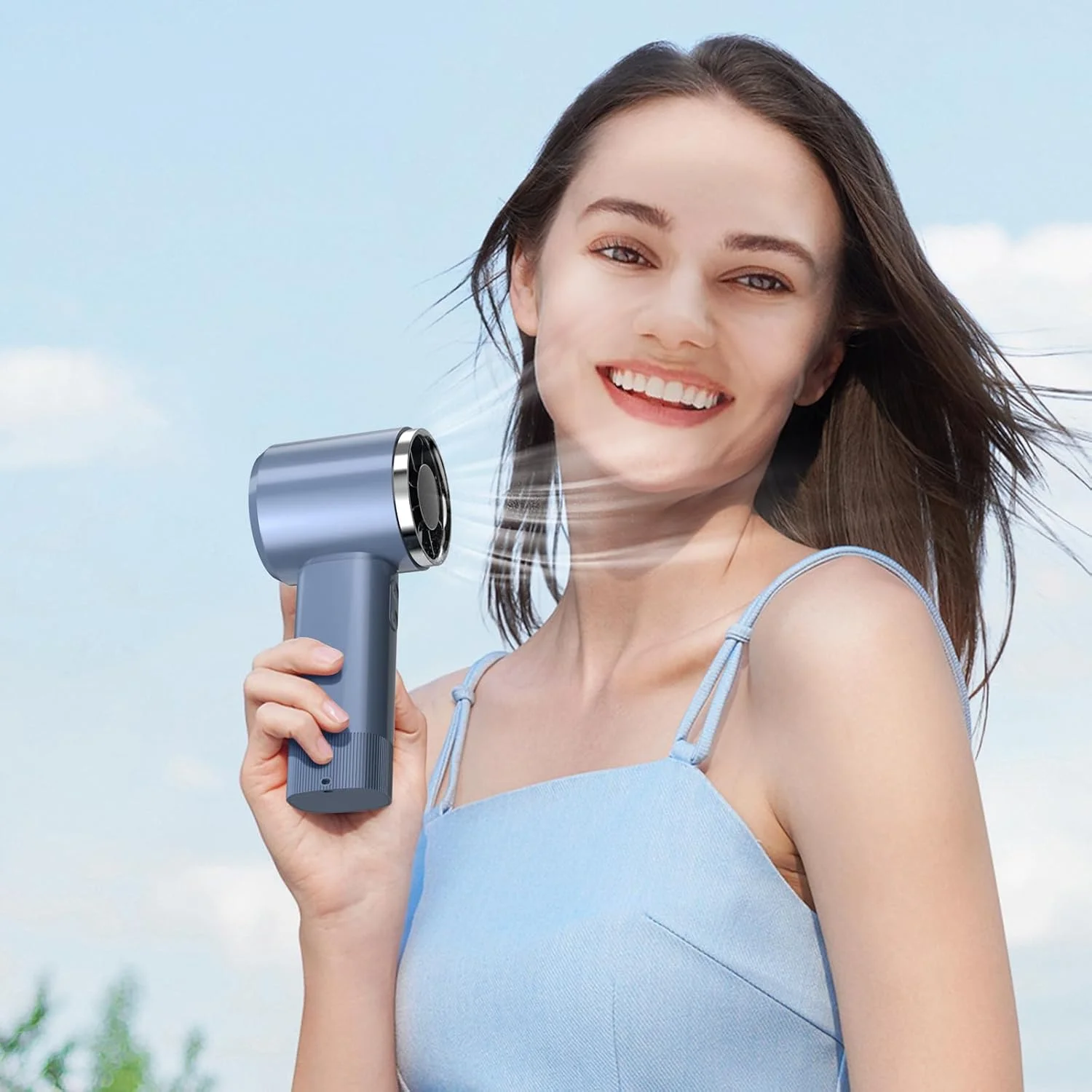 พัดลมพกพา พัดลมมินิแบบชาร์จไฟ USB 6000 mAh พร้อมการปรับความเร็วได้ 199 ระดับสําหรับการเดินทาง/กลางแจ้ง//สํานักงาน (สีดํา)