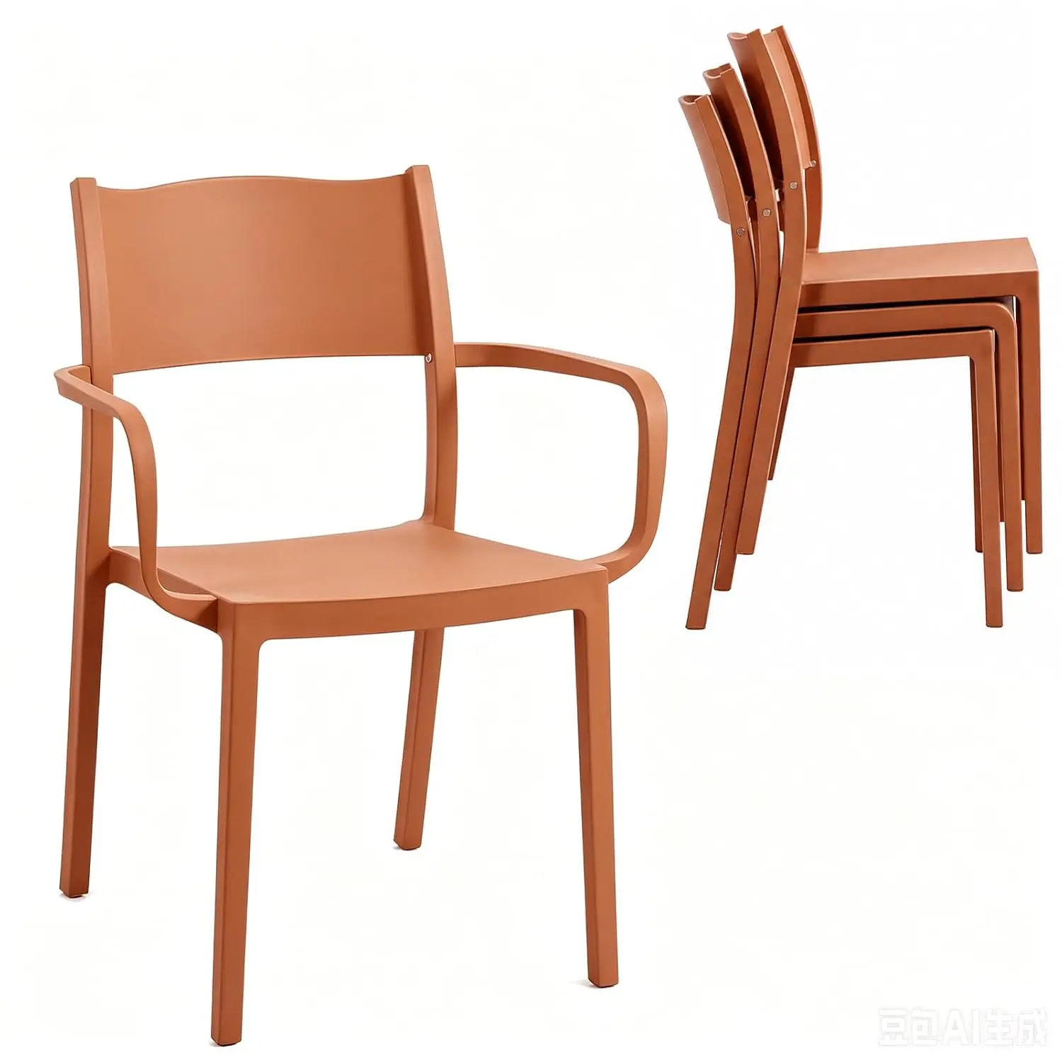 4-Pack Plastic Chair Detachable Armrest Stackable Weather Resistant Outdoor Indoor Patio Kitchen Balcony Garden, Customized