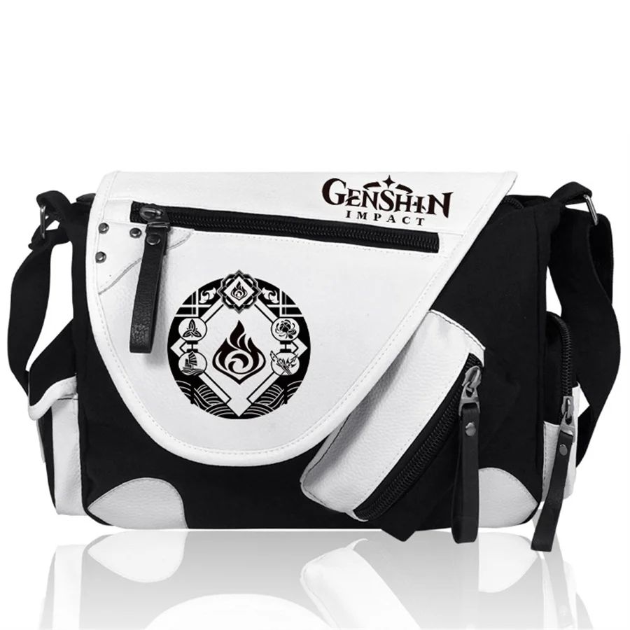 Imagem -02 - Genshin Impacto Anime Lona Hnadbag Bolsa de Ombro Casual Zíper Crossbody Viagem para Mulheres dos Homens Schoolbags Mensageiro Presente 16