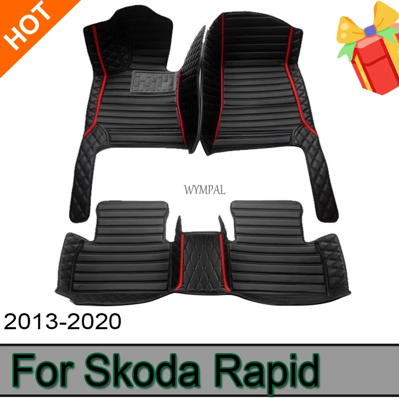 Car Floor Mats For Skoda Rapid 2013 2014 2015 2016 2017 2018 2019 2020 Custom Auto Foot Pads Carpet Cover Interior Accessories